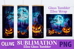 Halloween 25oz Glass Tumbler Wrap Sublimation PNG Product Image 1