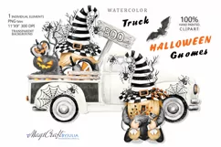 Halloween Truck BOO Gnomes png watercolor Halloween gonks Product Image 1