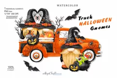 Halloween Truck BOO Gnomes png watercolor Halloween gonks Product Image 1
