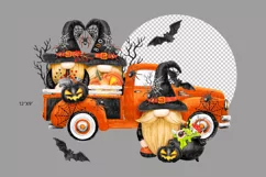 Halloween Truck BOO Gnomes png watercolor Halloween gonks Product Image 2
