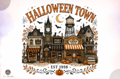 HalloweenTown PNG,Spooky Village Sublimation Design Product Image 1