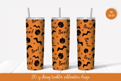 Boo Halloween Tumbler Design. Tumbler Sublimation Wrap Product Image 1