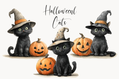 Watercolor Halloween Clipart - Halloween Cats clipart png Product Image 1