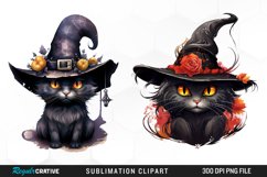 Halloween Clipart,Halloween Graphics,Halloween Printables,Halloween Watercolor,Cat Clipart,