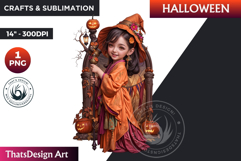 Cute Witch Clipart, Halloween clipart, witch sublimation PNG Product Image 1