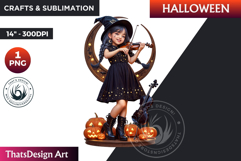 Cute Witch Clipart, Halloween clipart, witch sublimation PNG Product Image 1