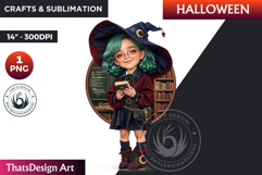 Cute Witch Clipart, Halloween clipart, witch sublimation PNG Product Image 1