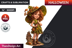 Cute Witch Clipart, Halloween clipart, witch sublimation PNG Product Image 1