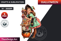 Cute Witch Clipart, Halloween clipart, witch sublimation PNG Product Image 1