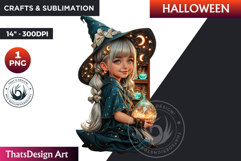 Cute Witch Clipart, Halloween clipart, witch sublimation PNG Product Image 1