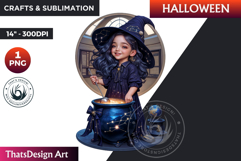 Cute Witch Clipart, Halloween clipart, witch sublimation PNG Product Image 1