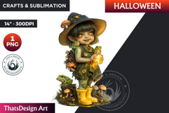 Cute Witch Clipart, Halloween clipart, witch sublimation PNG Product Image 1
