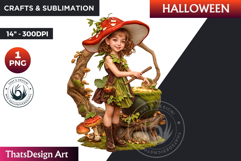 Cute Witch Clipart, Halloween clipart, witch sublimation PNG Product Image 1