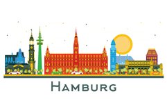 Hamburg Germany city Skyline with Color Buildings. Product Image 1