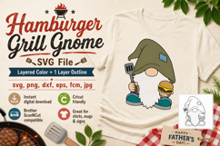 Hamburger Grill Gnome svg, BBQ Gnome Cut File, Product Image 1