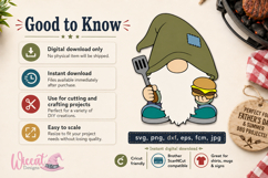 Hamburger Grill Gnome svg, BBQ Gnome Cut File, Product Image 6