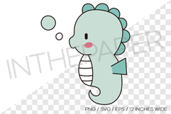 Cute mint seahorse PNG summer clipart sea animal illust svg Product Image 1