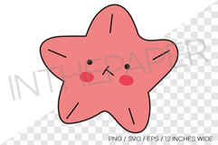 Cute red starfish PNG summer clipart sea animal illustration Product Image 1