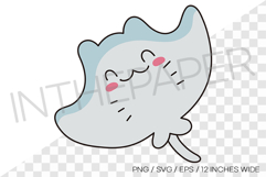 Cute smiling stingray PNG summer clipart sea animal illust Product Image 1