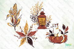 Hand-Drawn Autumn Thanksgiving Elements SVG PNG Product Image 1