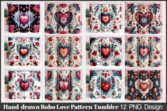 Hand-Drawn Pattern Boho Love Sublimation Tumbler Design Product Image 1