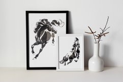 Hand drawn chinese ink  and wash painting of running horse isolated on white background  Stock illustration of watercolor with equine