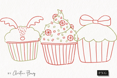 Hand Drawn Cupcakes Clipart | Christmas PNG Product Image 1