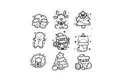 Hand drawn christmas outline icon collection isolated Product Image 1