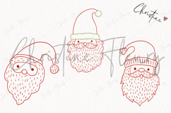 Hand Drawn Santa Heads Clipart | Christmas PNG Product Image 3