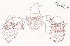 Hand Drawn Santa Heads Clipart | Christmas PNG Product Image 3