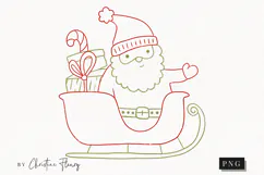 Hand Drawn Santa in Sled Clipart | Christmas PNG Product Image 1