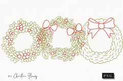 Hand Drawn Wreath Clipart | Christmas PNG Product Image 1