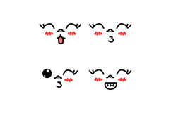Hand drawn collection of flat kawaii face graphic Product Image 1