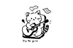 Hand drawn cute animal cat illustration activity clipart Product Image 1