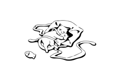 Hand drawn cute cat illustration art activity design doodle Product Image 1