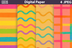 Hand Drawn Digital Paper | Rainbow Stripes Background Product Image 1