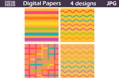 Hand Drawn Digital Paper | Rainbow Stripes Background Product Image 2