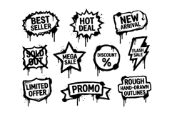 Hand Drawn Drip Sale Badge Set Messy Badge Promo Vector Pack Product Image 2