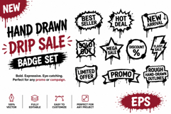 Hand Drawn Drip Sale Badge Set Messy Badge Promo Vector Pack Product Image 1