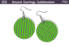 Green Geometric Round Earrings | Hand Drawn Line Earrings Product Image 1