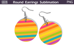 Rainbow Stripes Round Earrings | Hand Drawn Line Earrings Product Image 1