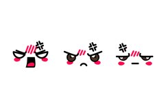 Hand drawn flat kawaii face clipart Product Image 1
