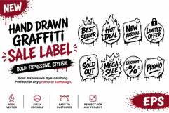 Hand Drawn Graffiti Sale Label Messy Badge Promo EPS Product Image 1