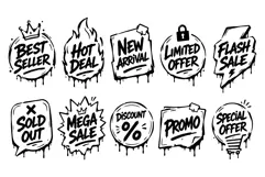 Hand Drawn Graffiti Sale Label Messy Badge Promo EPS Product Image 2