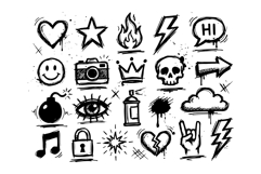 Hand Drawn Graffiti Symbol Icons Vector Collection Product Image 2
