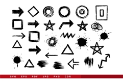 Hand-Drawn Grunge Geometric Arrows and Abstract Shapes Set Product Image 1