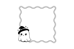 Hand drawn halloween ghost frame art element graphic Product Image 1