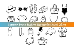 Hand Drawn Summer Beach Fashion Accessories Doodle Icon Product Image 1