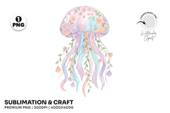 floral jellyfish png, jellyfish clipart png, ocean clipart png, hand drawn jellyfish, summer ocean clipart, marine life png, underwater clipart, sea life design, jellyfish sublimation, floral ocean png