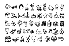 Hand Drawn Summer Travel Doodle Icon Set | Beach Vacation Product Image 2